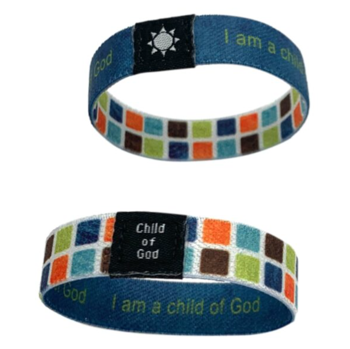 I Am a Child of God Reversible Checkered Woven Wristband